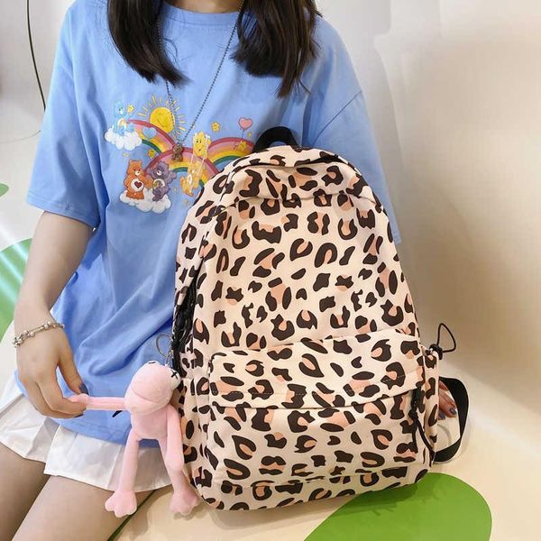 

backpack dwaterproof water nylon female leopard teen travel bag girls portable book
