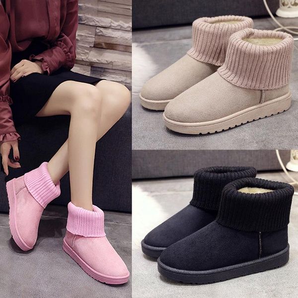 

boots women's shoes all-match plus velvet warm snow fashion personality cotton student flat bottom trend durable, Black