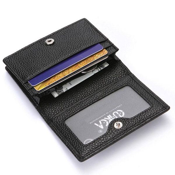 

mini men wallet with coin pocket rfid genuine leather men wallet leather genuine short purse real purse black, Red;black