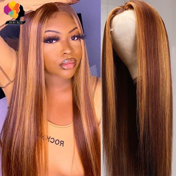 

lace wigs remyblue p4/30 highlight wig brazilian straight front human hair honey blonde ombre remy, Black;brown