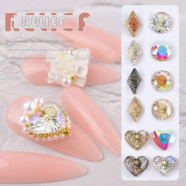 

nail art decorations 1pc 3d delicate shiny relief rhinestones diy drills jewelry manicure accessories, Silver;gold