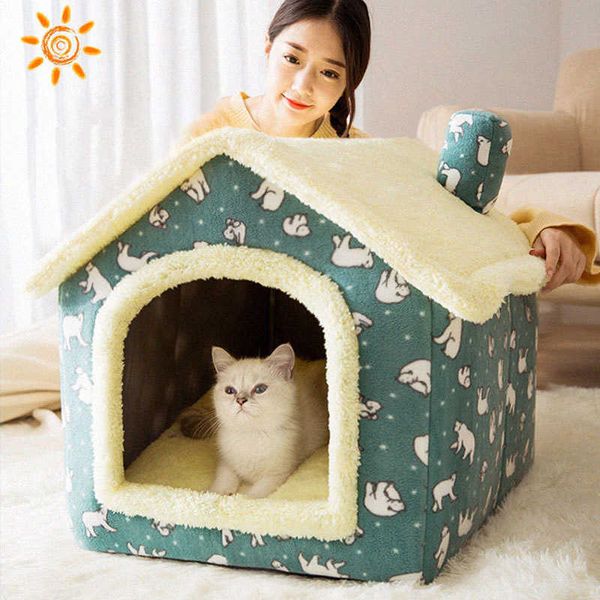 Cama para gato, casa de dormir, caverna quente, canil, almofada removível, macia, tenda fechada, sofá, para animais de estimação, gatos, gatinhos, filhotes, 21276r