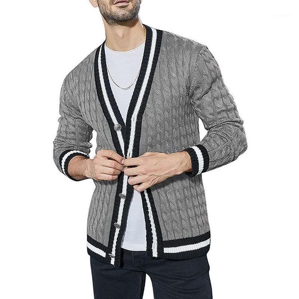 

men's jackets men 2021 autumn winter cardigan color matching long sleeve sweater coat mens clothing casacas para hombre, Black;brown