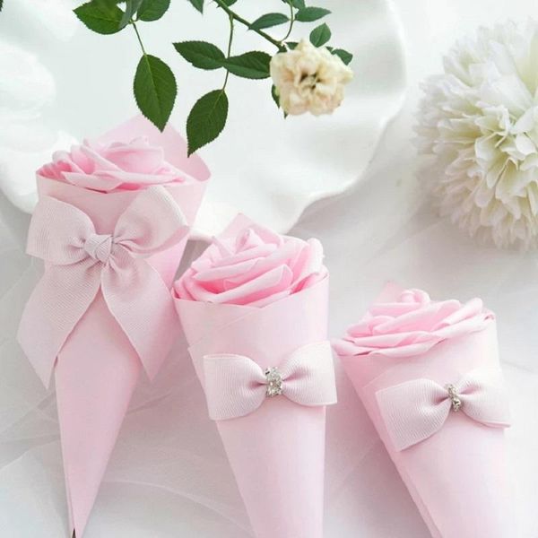 

gift wrap 20pcs paper cones wedding favors flower bow candy box ice cream table decoration diy party boxes bomboniera