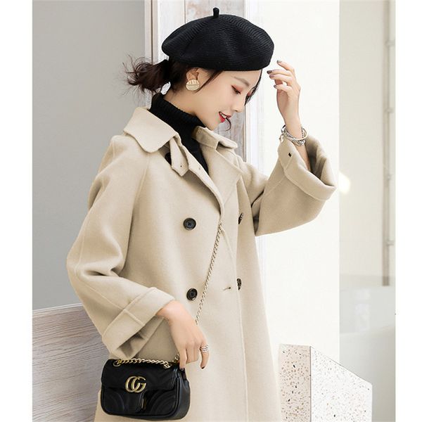 

2021 autumn new double-sided cashmere wool coat in the long high-end women's clothing 0yre, Black