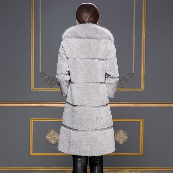 

winter thick warm furry fox collar sheep shearing jacket women korean plus size loose long faux fur coat female overcoat nvzb, Black