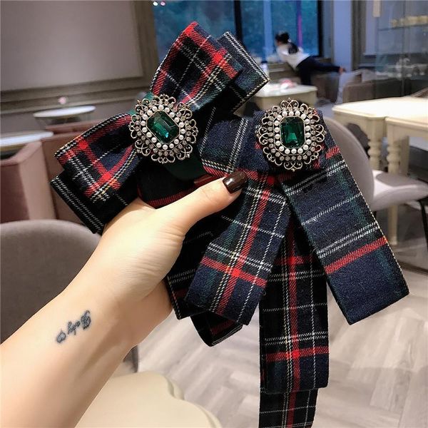 

pins, brooches woman suits brooch pin plaid ribbon bowknot corsage shiny big rhinestone fashion bow tie jewelry shirt accessories, Gray