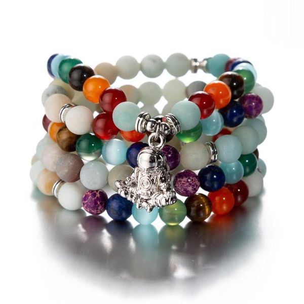 

tennis woman 108 beads pink stones stretchy wrap bracelets lotus om buddha prayer love statement jewelry, Golden;silver