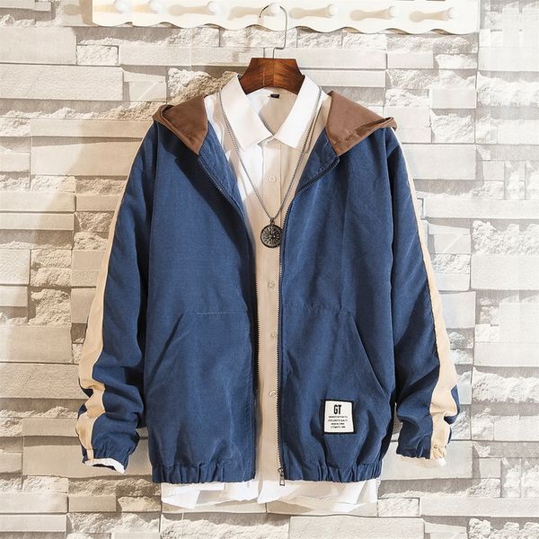 

casual england style spring autumn cargo jacket men's brand clothes plus oversize m-5xl with hoodies kg-857, Black;brown