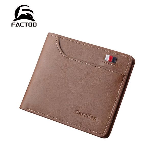 

factoo men's wallet leather short purse card holder clutch wallet men's purse p fashion vintage pu change small bag, Red;black