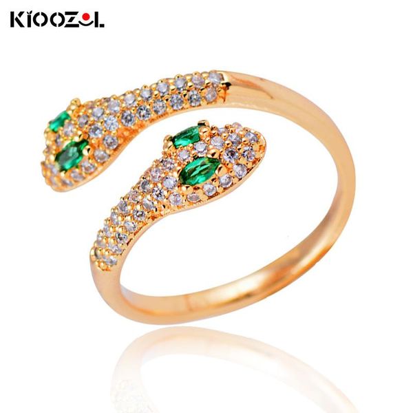 

wedding rings kioozol snake shape green color crystal eyes gold ring adjustable size for women animal style vintage jewelry 400 ko2, Slivery;golden