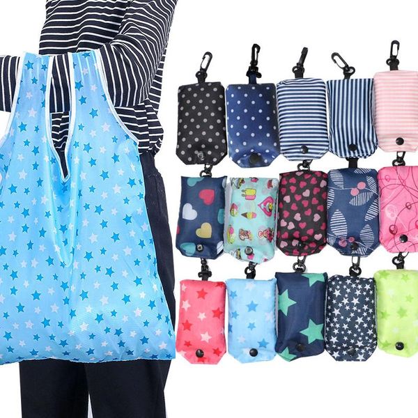 

storage bags 1pcs foldable shopping for groceries recyclable grocery tote pouch women flower printing friendly washable shopper bag
