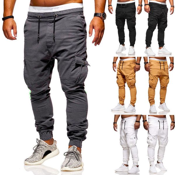 

2021 brand new fashion men slim fit training suit cato bottoms ny casual with pocket sturdy broek, Black