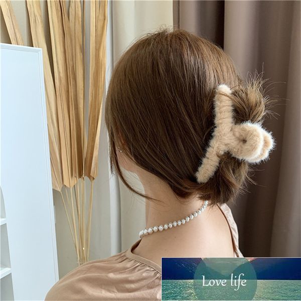 

winter back of head autumn cute sweet women grabbing hairpin wool super warm, Silver
