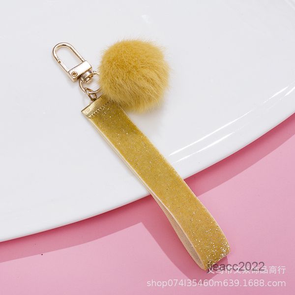 

keys chain mickings and color ribbon hanging rope mobile case plush ball exquisite gift, Silver