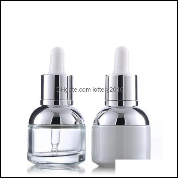 

bottles packing office school business & industrial30ml glass serum pearl white transparent cosmetic essential oil packaging dropper bottle