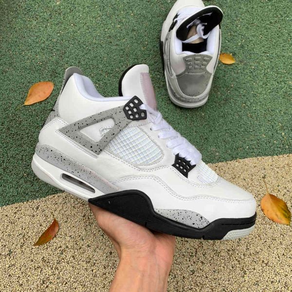 

white cement jumpman 4 4s fashion shoe mens basketball shoes