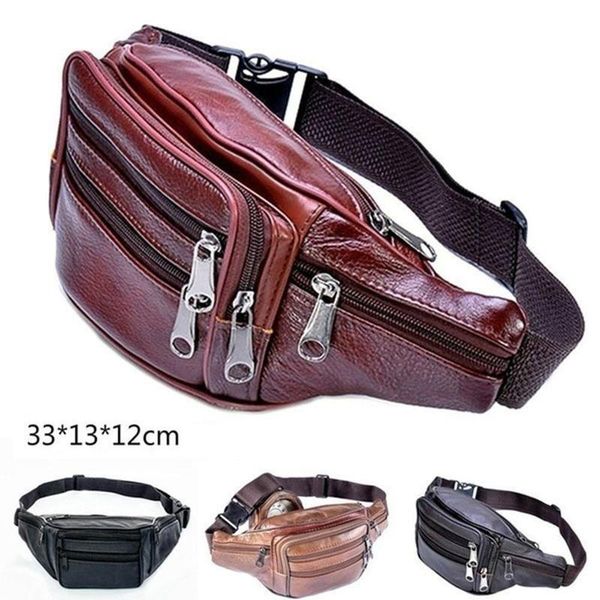 

men bag leather fanny pack waist belt bag hip purse travel carry on pouch fashion, Red;black