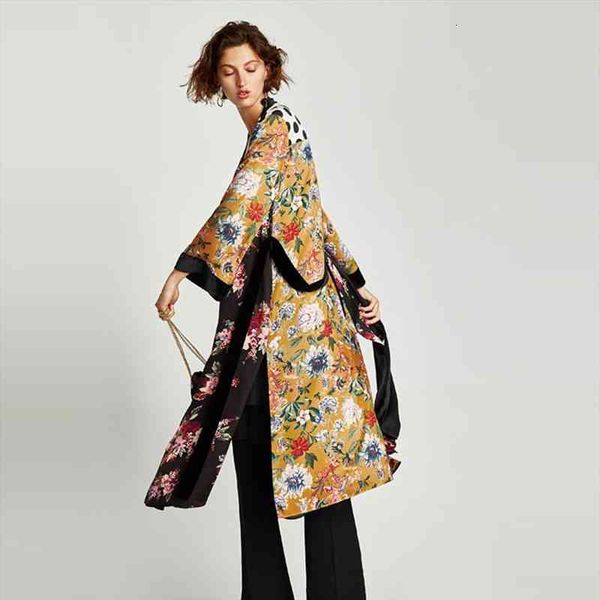 

women flower print kimono cardigan blouse bandage summer holiday beach cover up boho long loose casual robe with belt, White