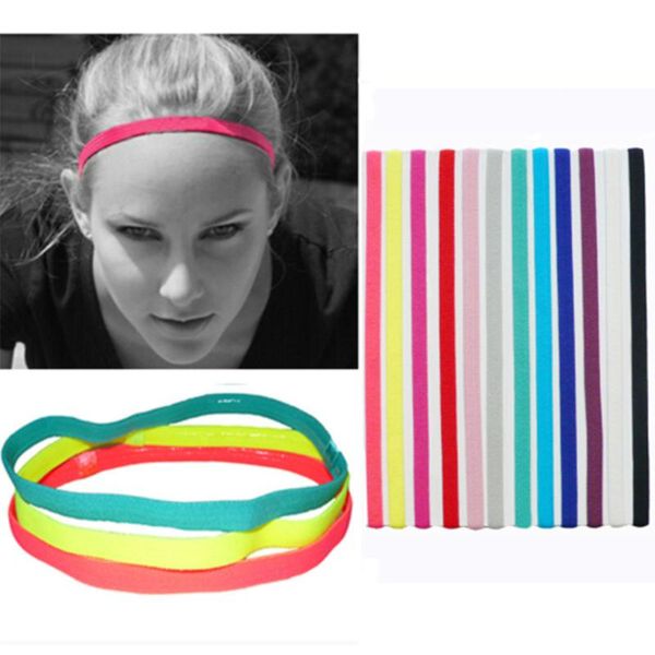 

sweatband gym anti-slip thin elastic sports headband women yoga hair bands slim fitness for men multicolor high quality, Yellow;black