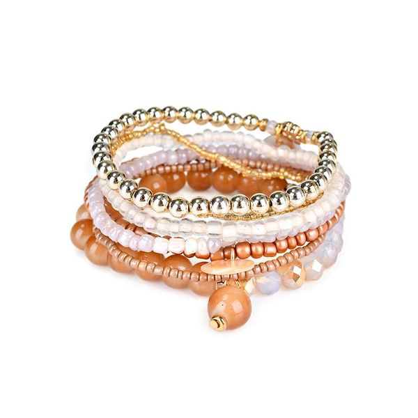

charm bracelets fashion bohemian style crystal beads & bangles for women boho jewelry imitation pearl bracelet set pulsera femme, Golden;silver