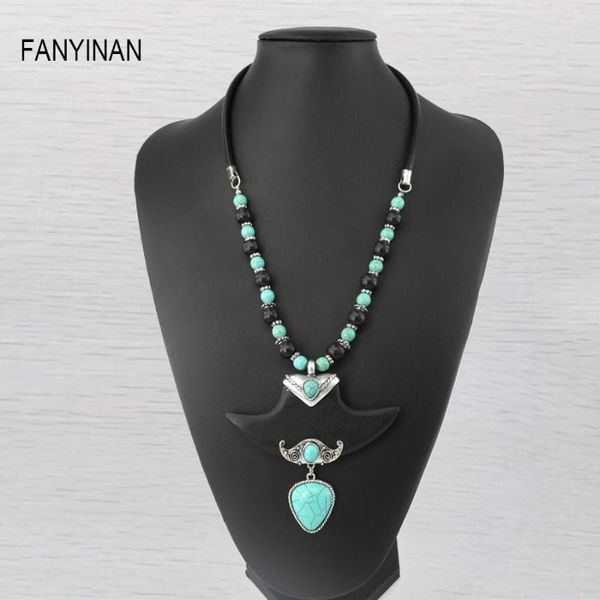 

pendant necklaces jianxi vintage wooden bead bohemian necklace statement choker ethnic jewelry, Silver