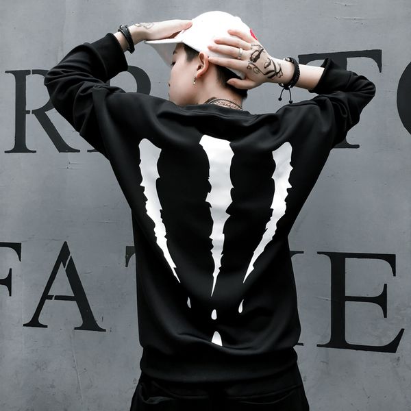 

april momo primavera men long sleeve shirts long, solid, sweat men's hoodies autumn outerwear hip hop 36wg, Black
