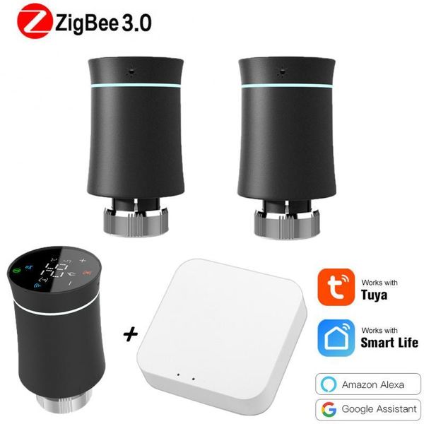 

smart home control tuya zigbee3.0 radiator actuator valve tuya/smart life app thermostat temperature heater trv alexa and google assist