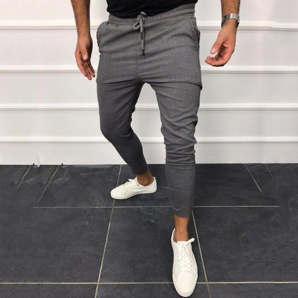 

fashion men casual slim fit solid zipper running long pants trousers cotton soft bodybuilding joggers gym trousers, Black