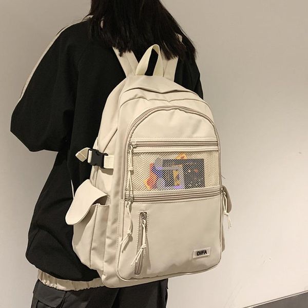 

backpack waterproof nylon women's with front mesh pocket durable casual travel rucksack schoolbag backpacks for teenage girls