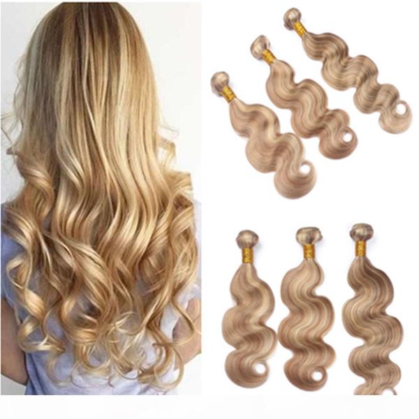 

piano mixed color virgin indian human hair body wave wave weaves 3pcs #27 613 highlight piano color virgin human hair bundles double wefts, Black