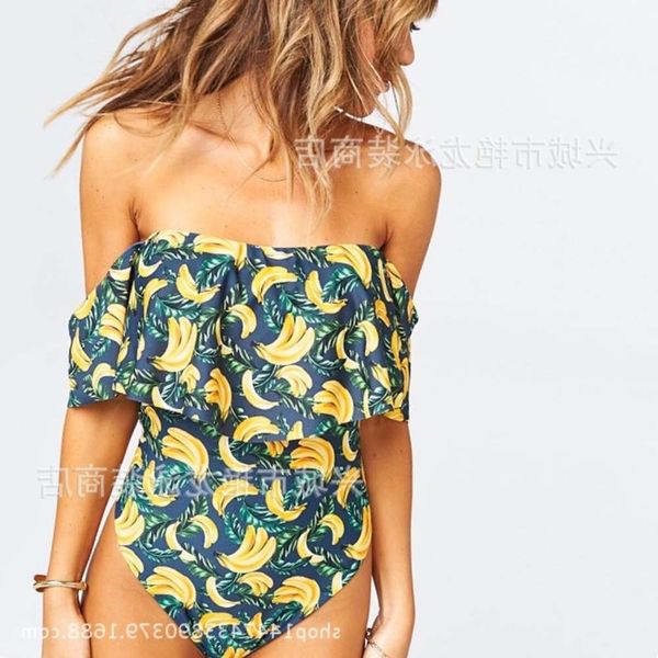 

one piece bikini selling one swimsuit with banana print, White;black