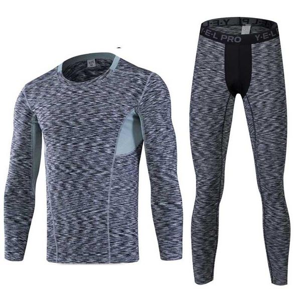 

men workout thermal underwear sets pro conpress long johns fitness winter quick dry gymming male spring autumn sporting runs, Black;brown