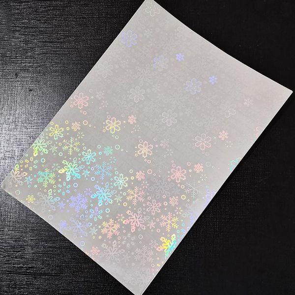 

gift wrap 210 x 297mm foil adhesive tape back snowflake holographic stamping on paper plastic diy package color card 50 sheets