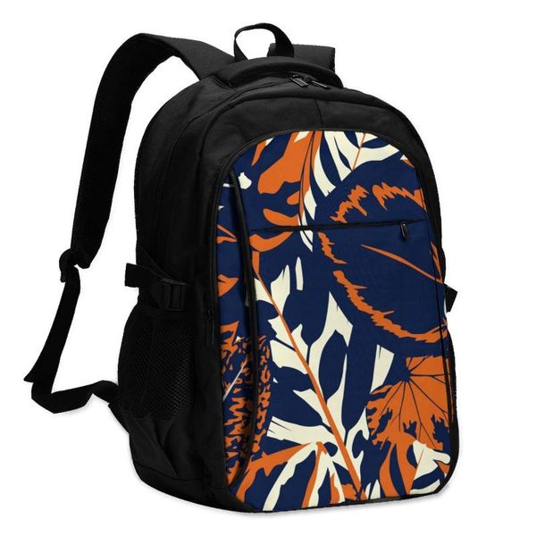 

backpack bags school for boy girl teenagerabstract vintage colorful leaves usb charge computer lapback pack