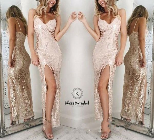 

party dresses arrival prom dresess long 2021 spaghetti strap high slit dress women evening gown backless, White;black