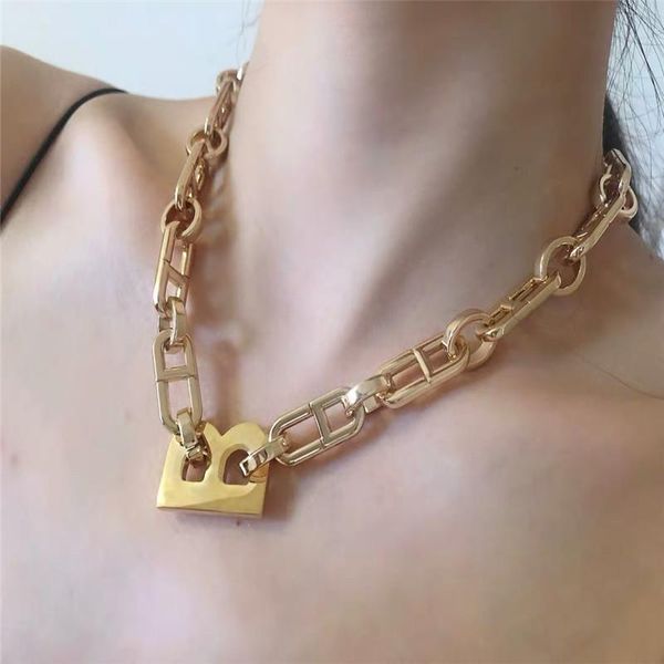 Colares pendentes Colar B Colar B Para Mulheres Designer Designer grosso Corrente Chain Chaky Cara Jóias de Hip Hop