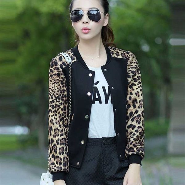 

fashion summer print bomber jacket coat women thin female retro long sleeve basic s plus size clothing 211014, Black;brown