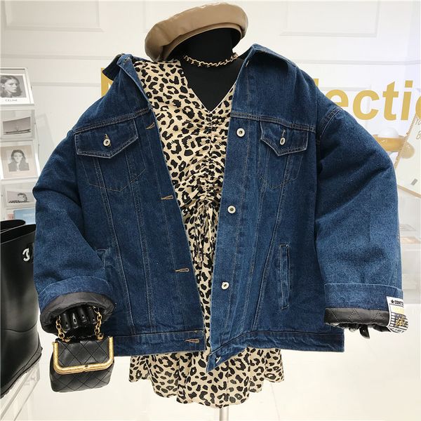 

loose denim female jacket versatile retro-jacket thickening wqjh, Black;brown
