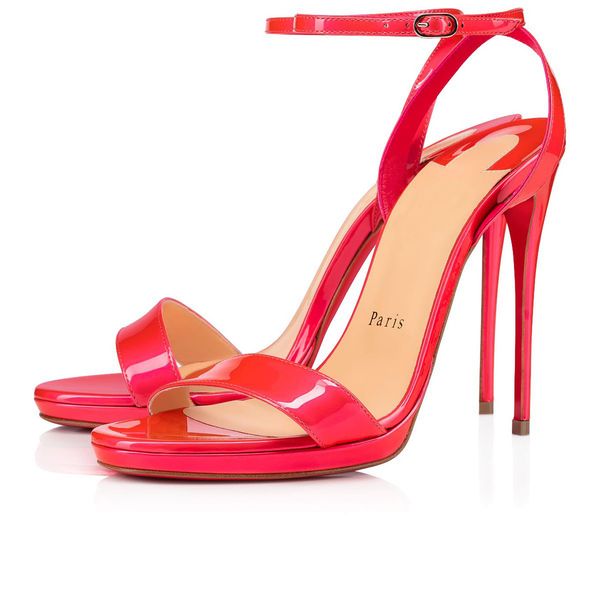 

slim women summer sandals luxury red bottom high heels,elegant lady red soles heel around toe straps woman dress party wedding with boxes, Black