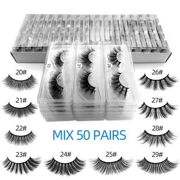 

100 pairspack mink eyelashes with tray no box handmade natural false eyelashes full strip lashes reusable