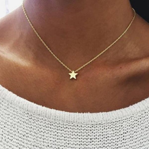 

chains women chocker gold silver color chain star heart choker necklace jewelry collana kolye bijoux collares mujer collier