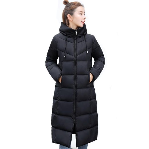 

hooded winter jacket women 2021 new female womens coat outwear long parka warm thicken jackets lj0831, Black