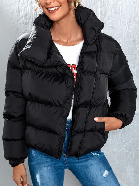 

zip up puffer coat m6w5#, Black
