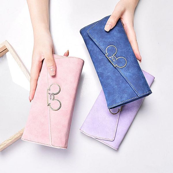 

cartoon wallet female long section simple girl heart ins multi function coin purse, Red;black