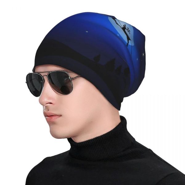 

beanies moon silhouettes santa claus reindeers man's women's knit hat