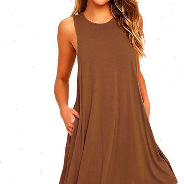 

solid brown dress women night club spring summer solid color pocket dress loose mini dress size s xxl, Black;gray