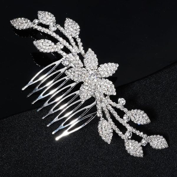 

hair clips & barrettes flower side comb alloy ornament ancient style bridal piece accessories for women and girls sal99, Golden;silver