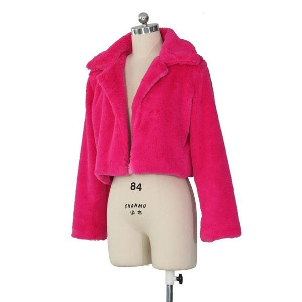 

women's jackets winter warm fluffy faux fur coats women furry fake cropped jacket turn down collar open front overcoat female 2xl, Black;brown