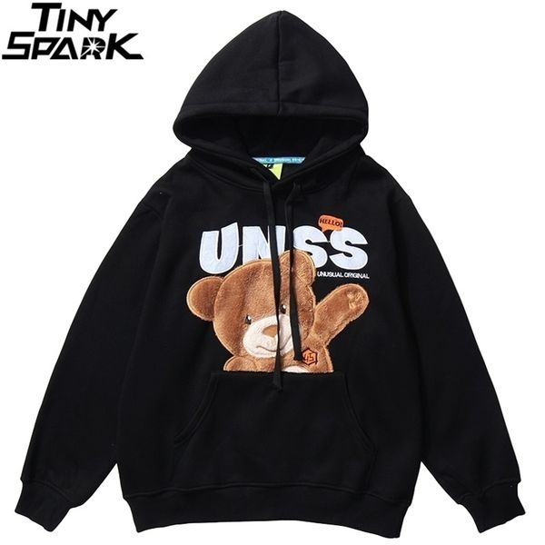 

autumn hip hop hoodie streetwear hairy bear men harajuku hoodie sweatshirt black loose hooded pullover cotton fleece winter 201020